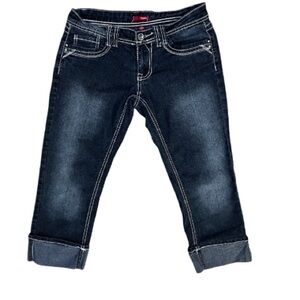 BONGO Vintage Y2K Low Rise Cropped Dark Wash Jeans Size 11 Retro‎ Athleisure